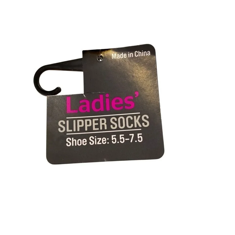 Ladies Slipper Socks Pink Sherpa Lined Cable Knit Non Slip Size 5.5-7.5 Winter